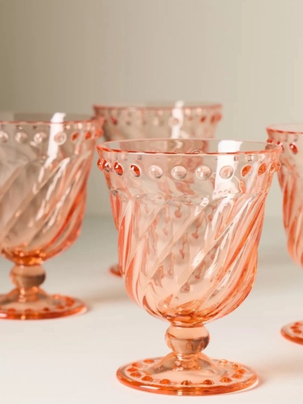 Anthropologie Acrylic Goblet Glasses Esther New Set of 2 Peach Orange NWT